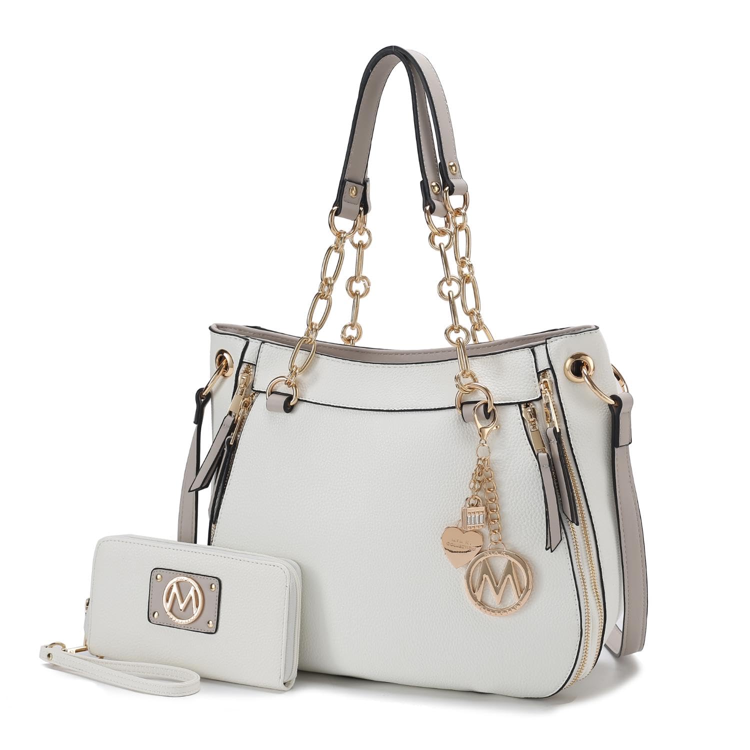 MKF Collection Tote Handbag with Wristlet Wallet, Vegan Leather Crossover Women’s Shoulder bag Purse