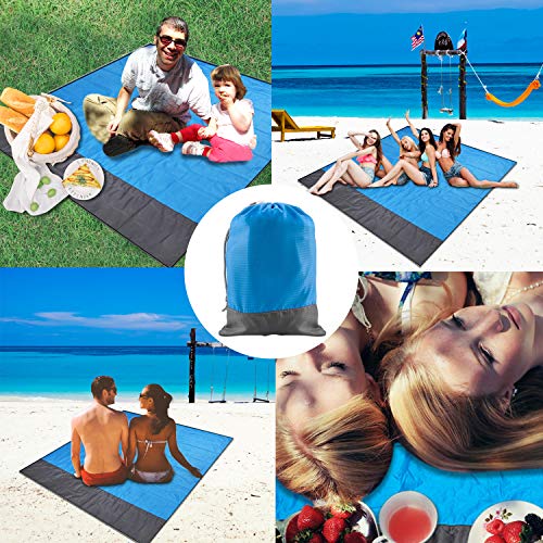 Bild 7 Senders Stranddecke, Picknickdecke, sandfreie Strandmatte, wasserdicht, leicht, 200 x 210 cm, faltbare tragbare Taschendecke, übergroße Picknickdecke, Campingmatte für Outdoor, Garten, Park, Gras, Rei