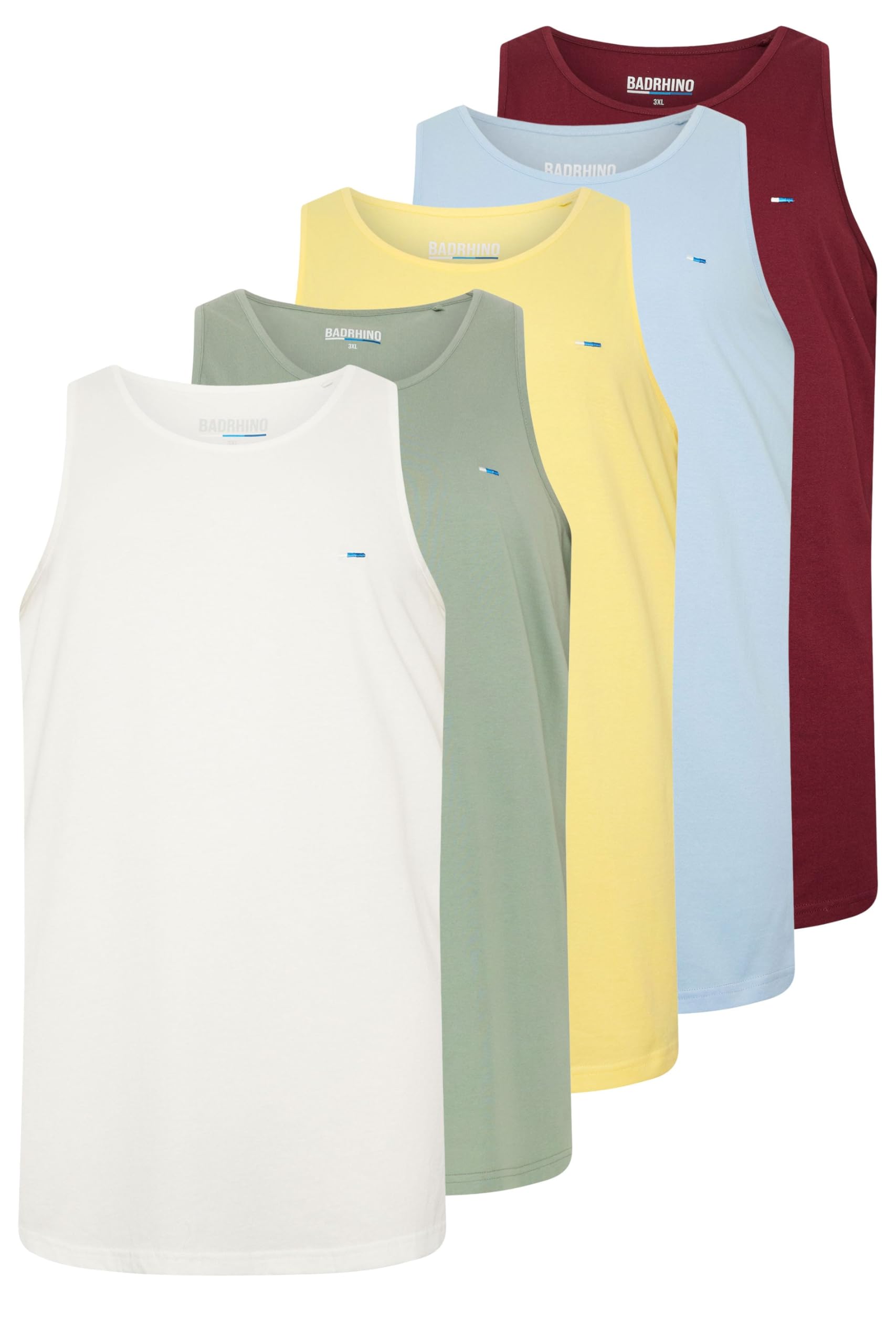 BadRhino Men's 5 Pack Cotton Vest Tops 5-6XL