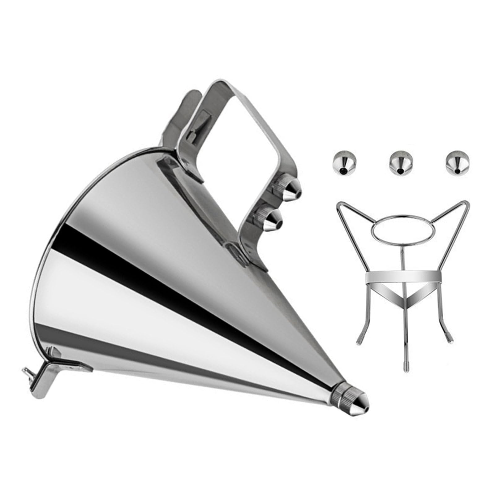 Qisuw Pancake Batter Dispenser, Stainless Steel Confectionery Funnel Cake Dispenser with Stand for Cupcakes Any Bake Goods Pancake Batter