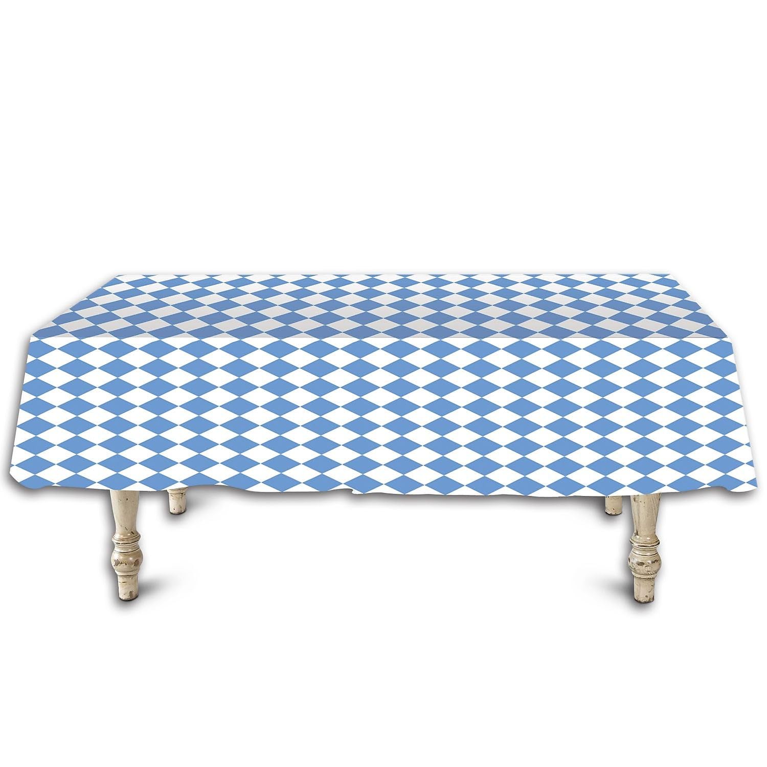 Beistle S57941AZ2 Plastic Oktoberfest Table Covers 2 Piece German Party Supplies and Decorations, 54" x 108", Blue/White