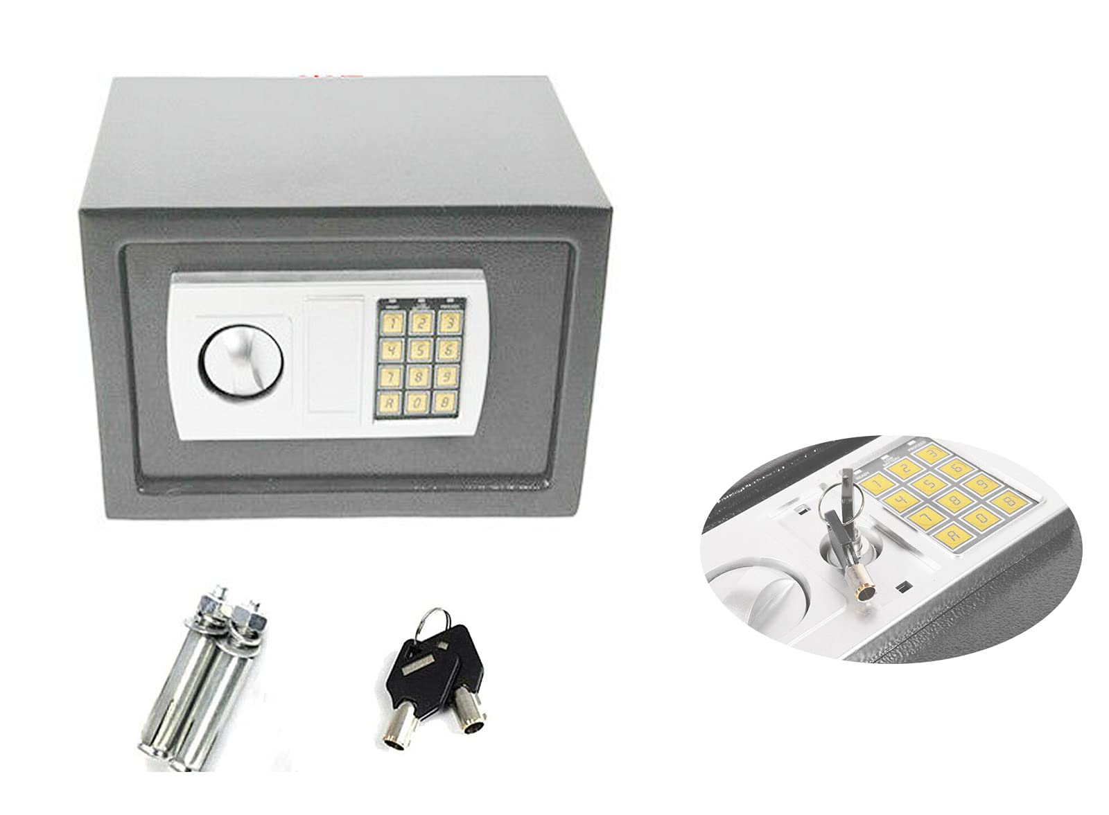 Cassetta di Sicurezza Elettronica Tastiera Digitale in Acciaio Massiccio Cassaforte per Contanti Cassaforte ignifuga Impermeabile/Nero/8.5L,Gray-8.5L