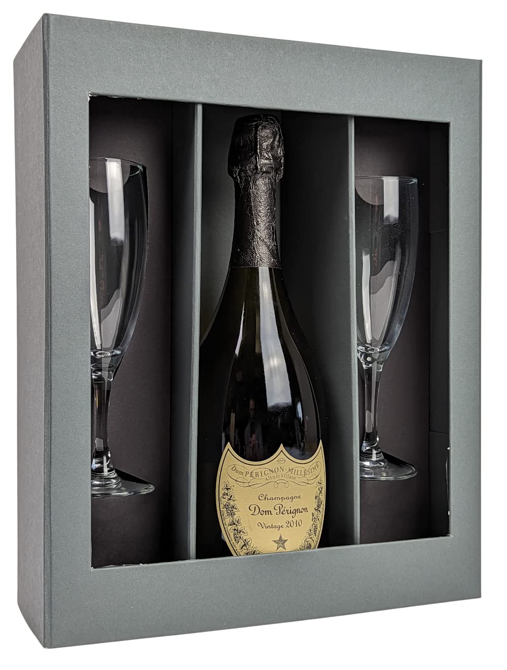 Dom Perignon Vintage 2010 Champagne 75cl & Flutes Gift Set - Sparkling Brut Champagne Gift - Christmas, Birthday, Valentines, Champagne Lovers, Wedding Present