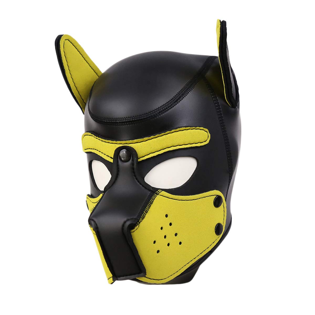 Dog Head Masks Animal Full Face Head Mask Neoprene MaterialοΌfor Halloween Cosplay Novelty Costume Performance Props Gifts removable hood (Color : Yellow)