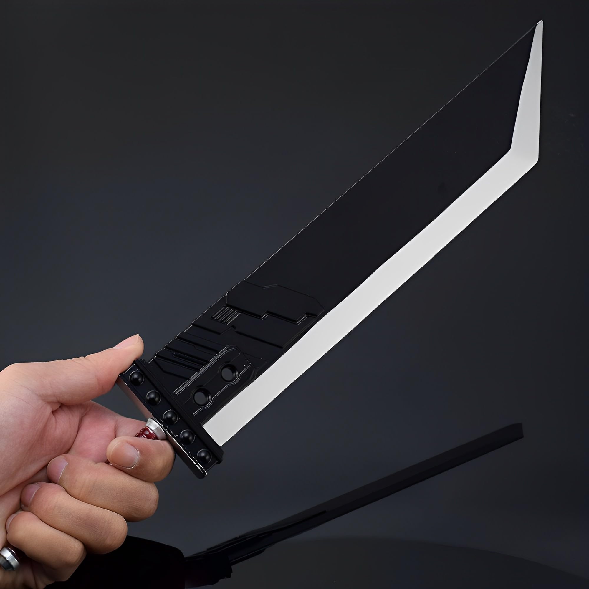Modelo de Espada Larga, Modelo de Espada Gigante Buster, Longitud: 35 cm, Totalmente metálico, con Soporte exhibición(Black)