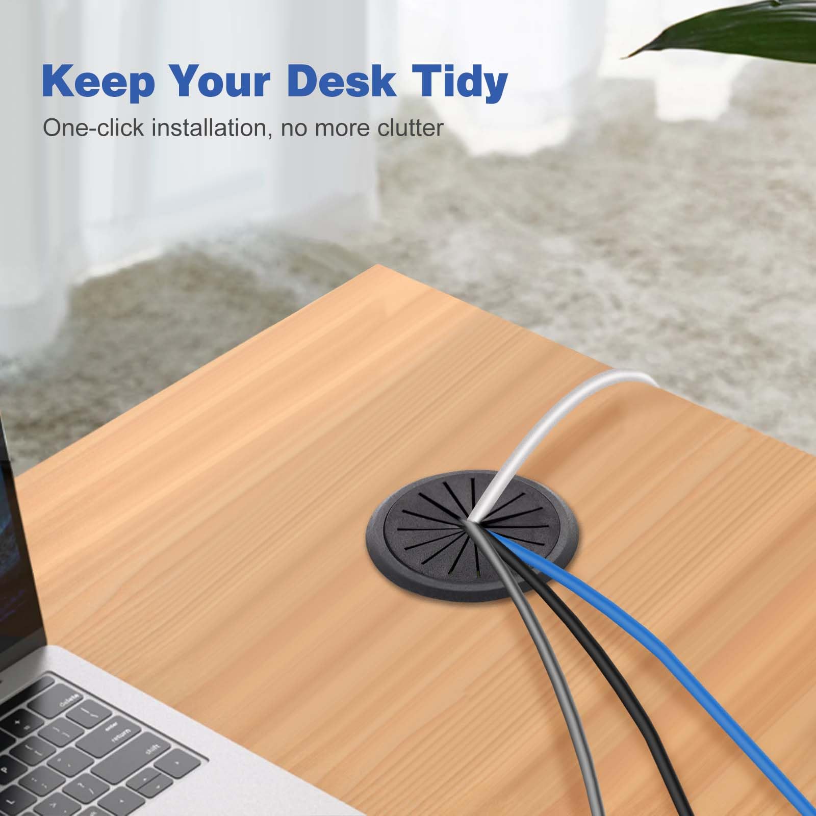 6 PCS Desk Cable Grommet 2 Inch/50mm Flexible Silicone