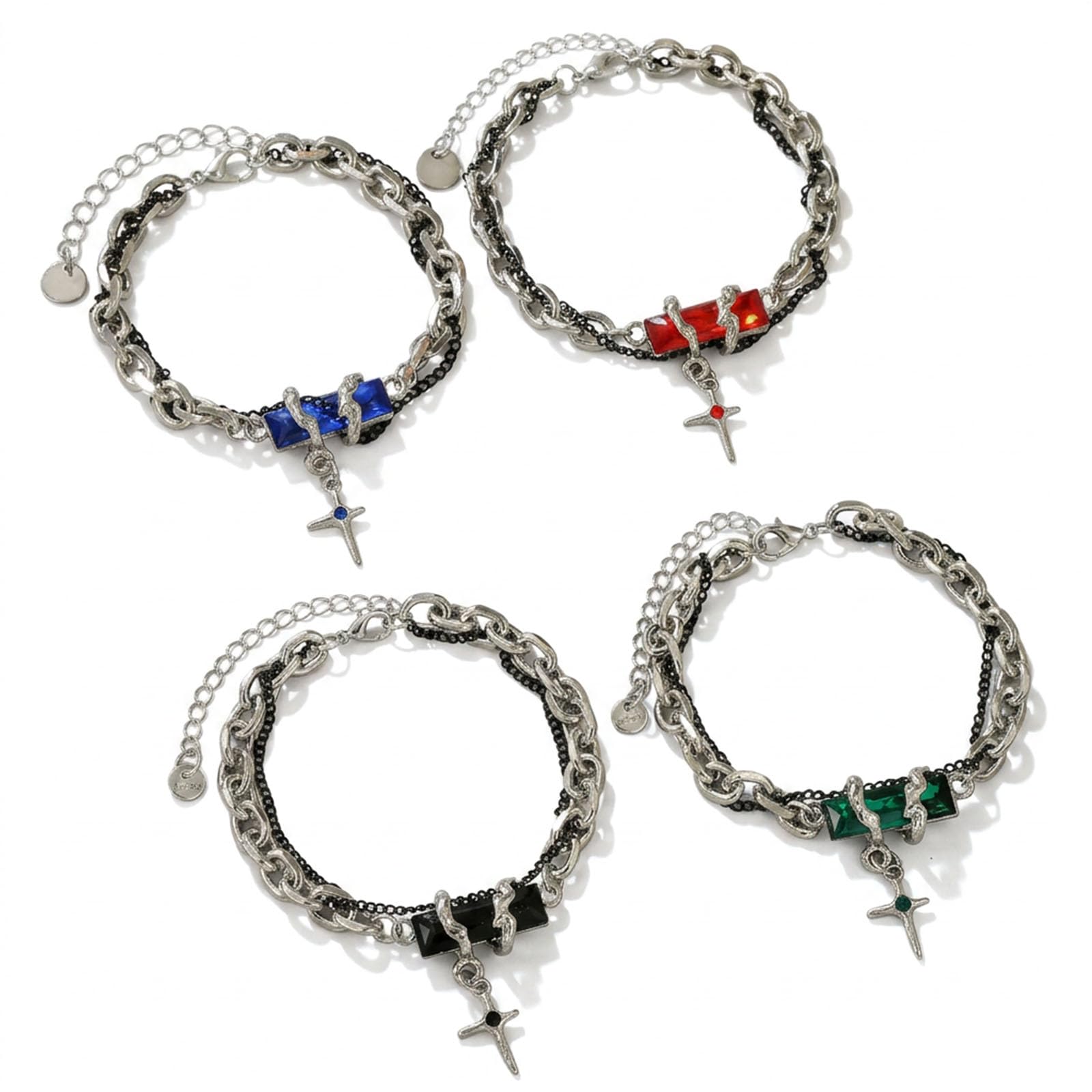 4 Piece Gothic Punk Bracelet Set,Gothic Jewellery, Bracelets for Men Stylish, Alternative Style Accessories, Unique Design Cuffs, Fashion Statement Jewelry Collection-image-35