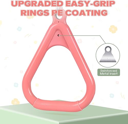 Miniatura 34 de LadyRosian Juego de anillos de barra de columpio de 17 pulgadas para gimnasio, trapecio, 47 pulgadas, accesorios con mosquetones de bloqueo, cadenas