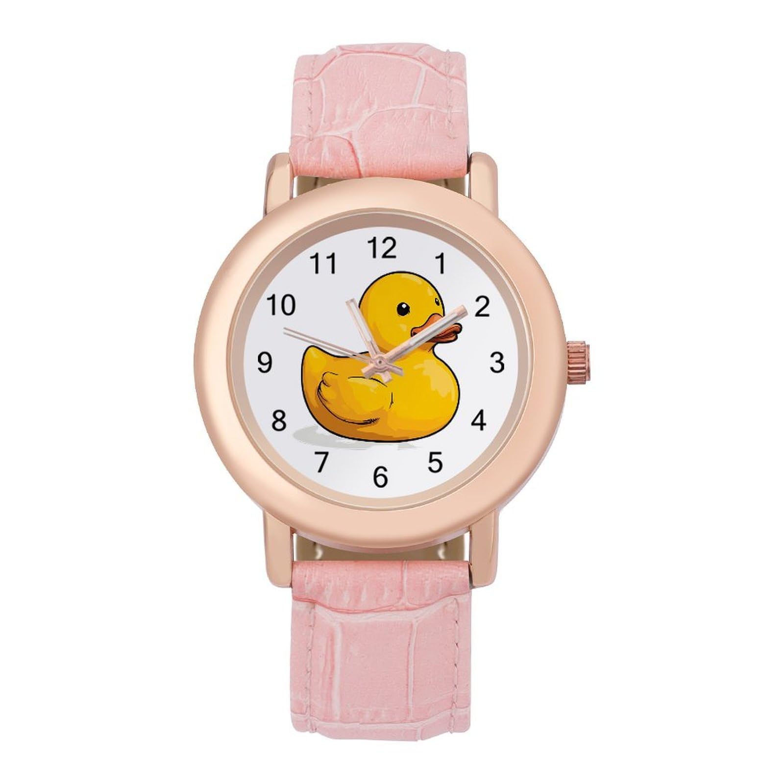Rubber Duck Damen-Armbanduhr, leicht ablesbar, flexibel, drei Zeiger, rundes Gehäuse, Quarzuhr für kleine Handgelenke