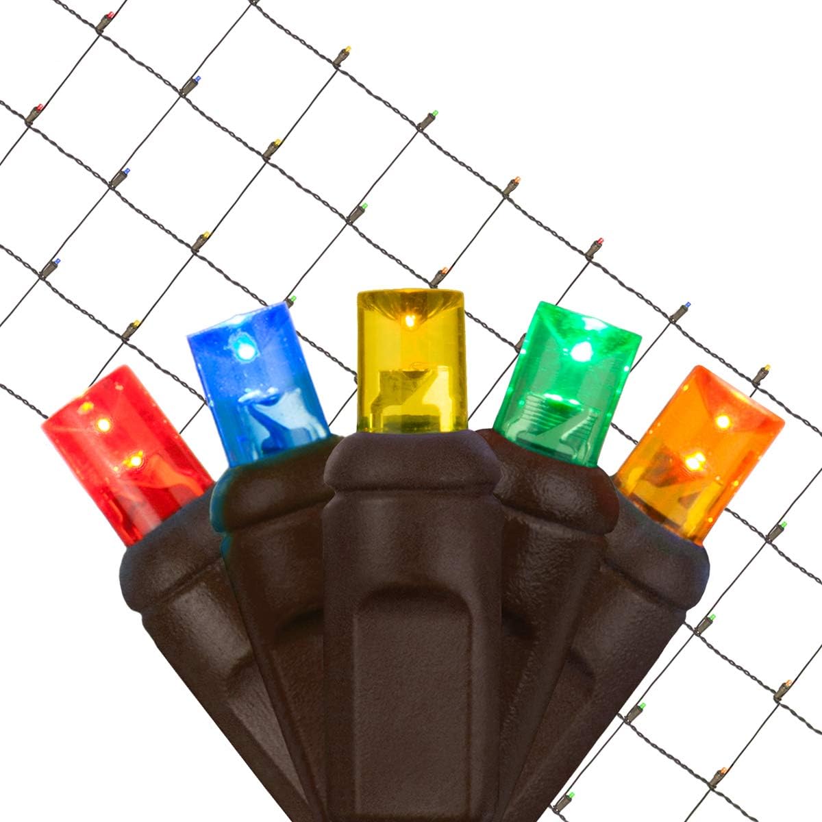 LED Tree Trunk Wrap Lights – Multicolor Tree Wrap Christmas Lights, Outdoor Holiday Yard Decor Net Lighting, 2' x 6' Net with 100 Lights, Brown Wire