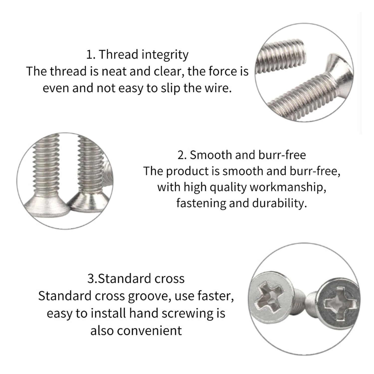 Flat Head Machine Bolts, 50pcs M1.2-M3 A2 304 Stainless Steel Cross Flat Countersunk Head Machine Screw(10mm,M1.2)