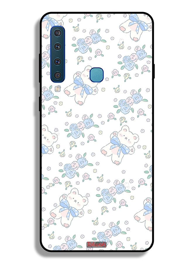 Samsung Galaxy A9 (2018) Protective Case Cover Cute Teddy Bear And Flowers Icon,Multicolor