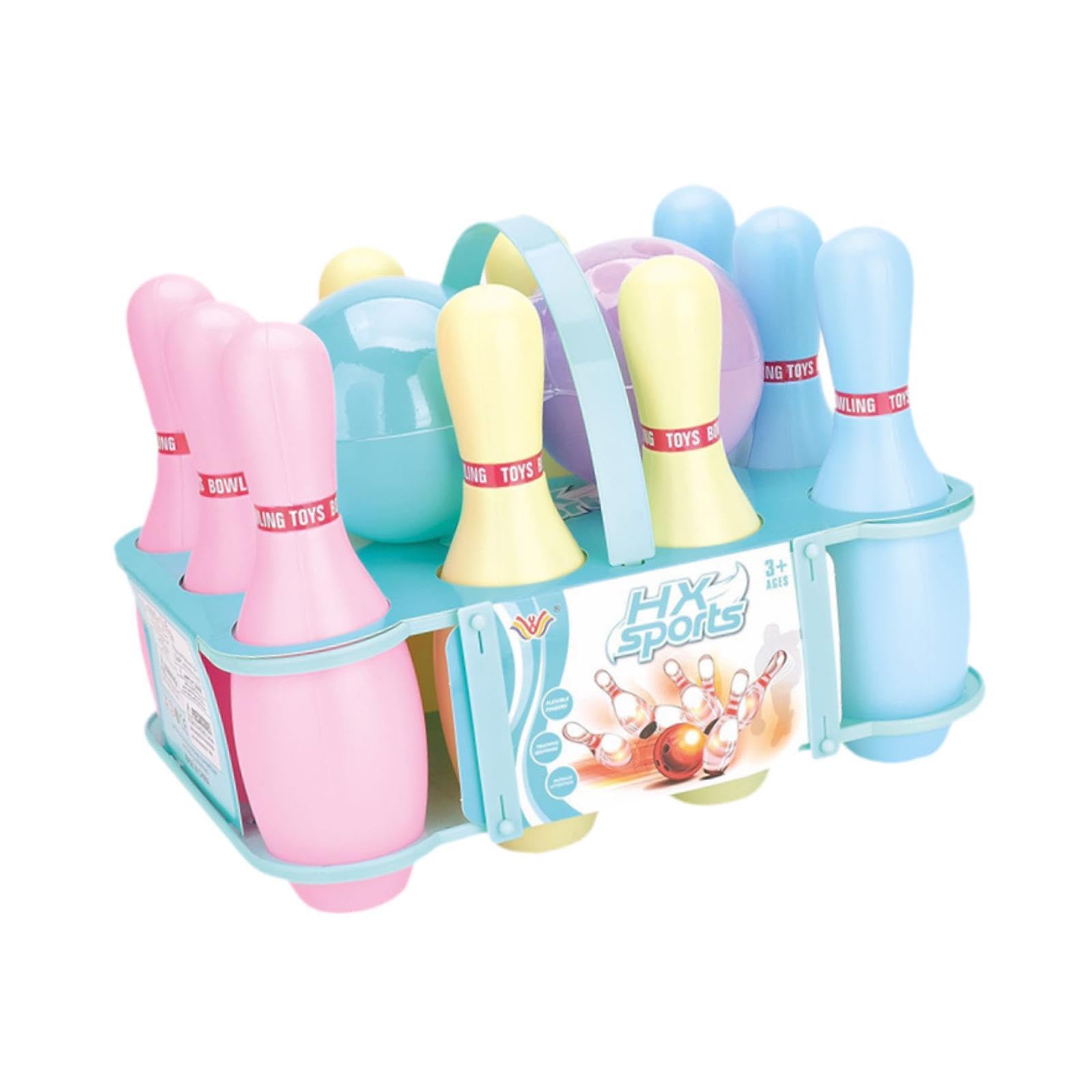 Set da Bowling per Bambini, Gioco Ricreativo per Bambini, con Supporto, Divertente Gioco Sportivo Interattivo da Interno, Giocattoli Sportivi da Bowli, Macaron Color 23cm