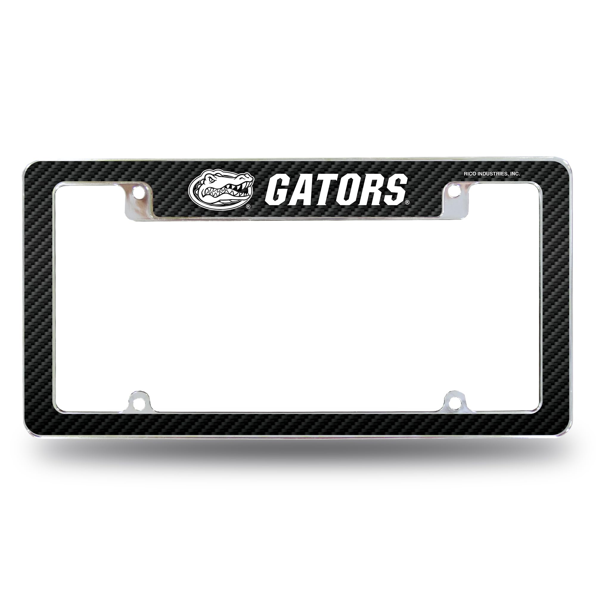 Rico Industries NCAA Florida Gators Carbon Fiber 12" x 6" Chrome License Plate Frame for Car/Truck/SUV