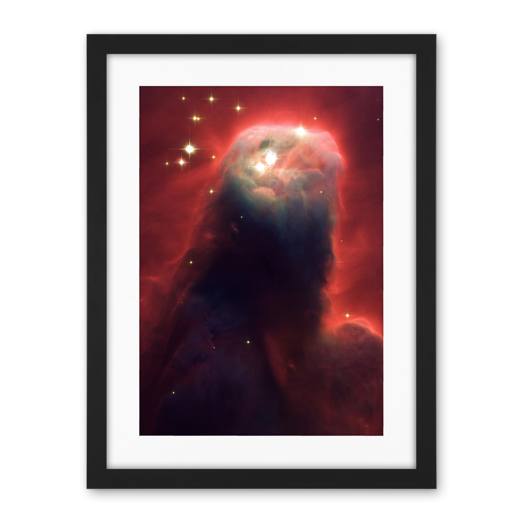 Artery8 Hubble Space Telescope Image Cone Nebula NGC 2264 Large Red Blue Pillar Of Gas And Dust In Star Forming Incubator Region Artwork Framed Wall Art Print 18X24 Inch