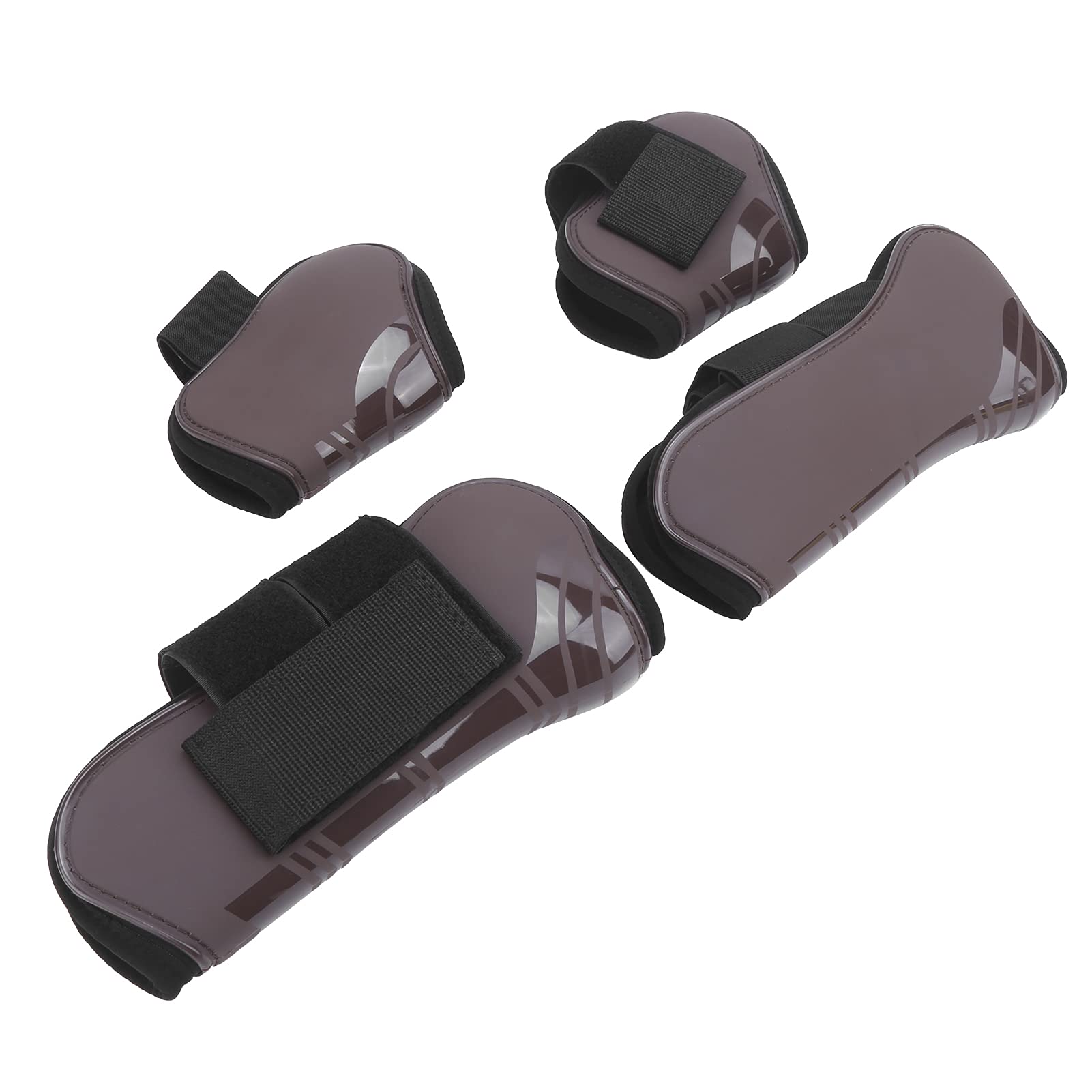 Snufeve6 Botas de tendón de Caballo, Protector de Pierna de Caballo Flexible para Montar Amortiguación de Golpes para Salto de Caballo(marrón, Un Juego de Cuatro tamaño Extra)