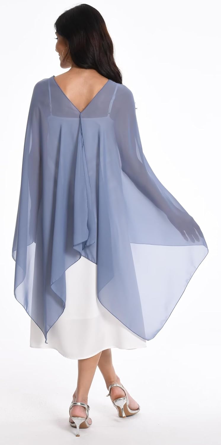 Women's Chiffon Capelet Shawls and Wraps Chiffon Capes for Bridesmaid Wedding Evening Party Dresses Cover Up - Image 4