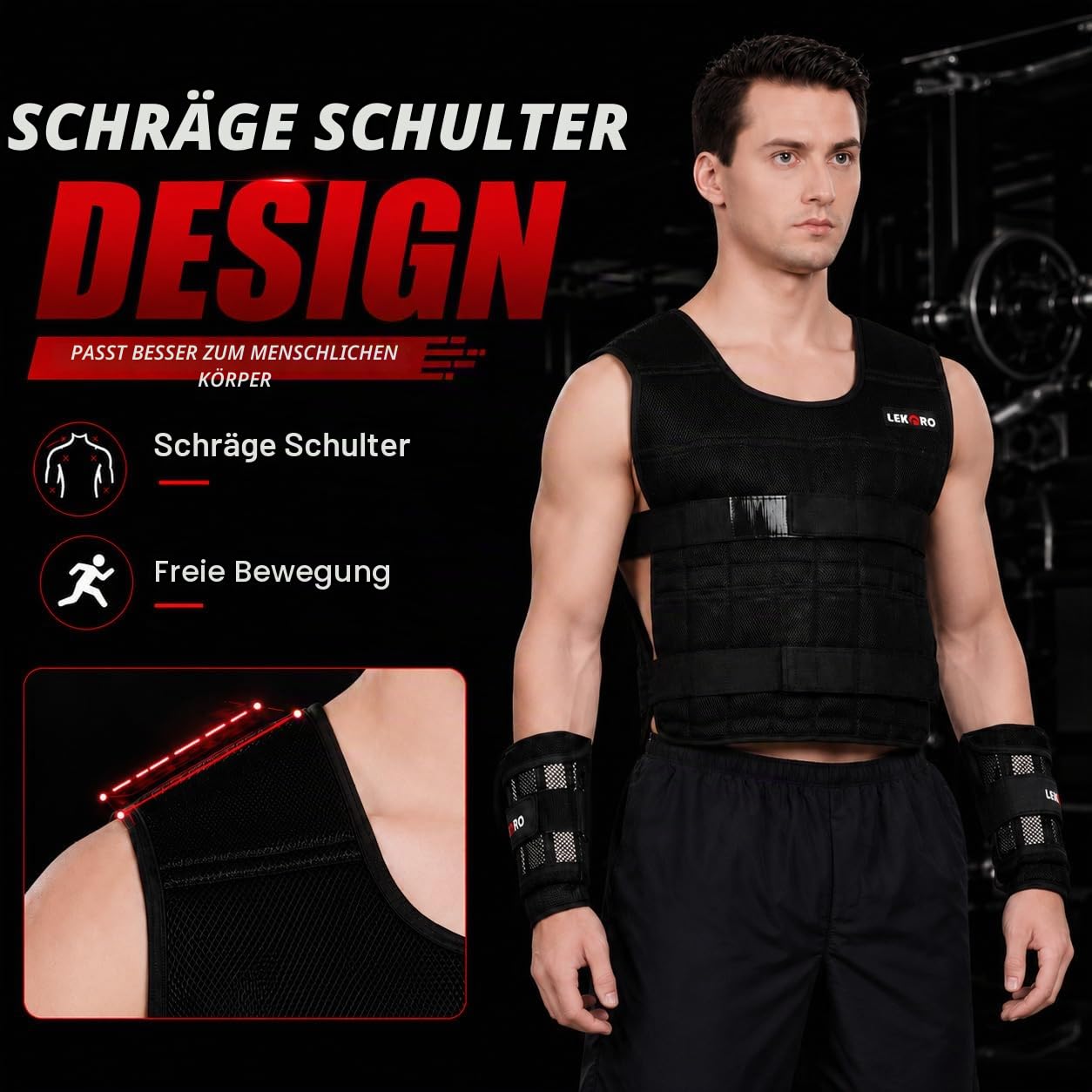Verstellbare Gewichtsweste, 20 kg, Workout, Gewichtsweste, Training, Fitness, Gewichtsjacke für Männer und Frauen (inklusive 96 Stahlplatten Gewichte)