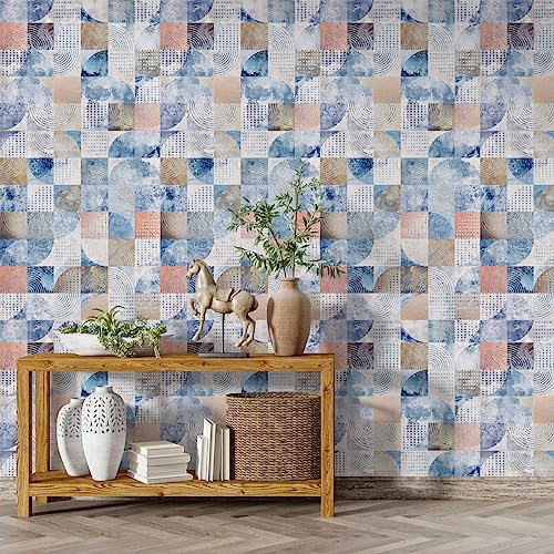 Image of Abstract Blue Texture Self Adhesive Wallpaper Peel & Stick, Waterproof, Scratch Resistant 41cm x 244cm