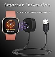 Vista 3 de JIUJOJA Magnetismo fuerte compatible con cargador Fitbit Versa 3/4/Sense 1 2, cable de soporte de base de carga de repuesto para reloj inteligente
