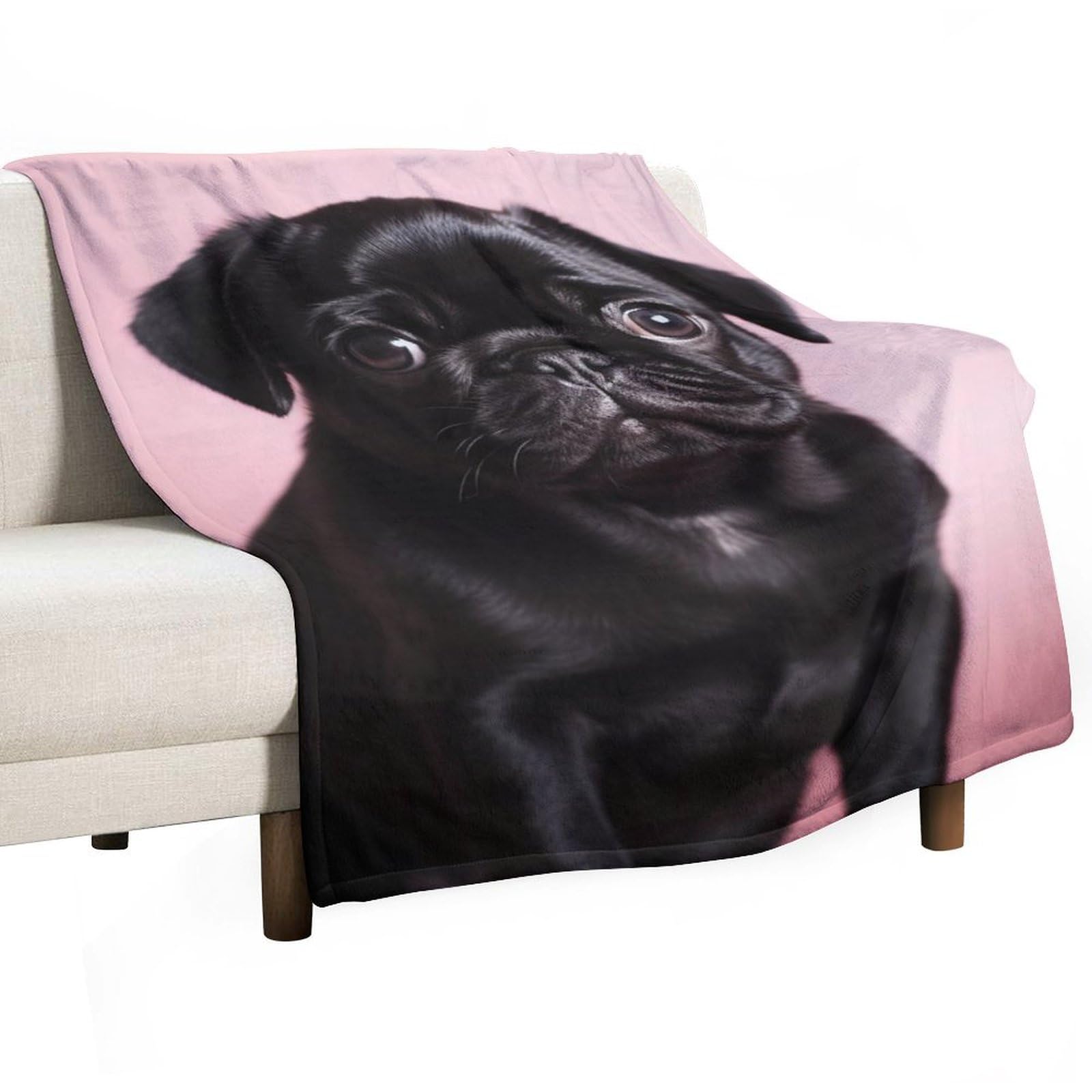 Couverture en flanelle carlin cadeau idéal pour amoureux des chiens et grand lit