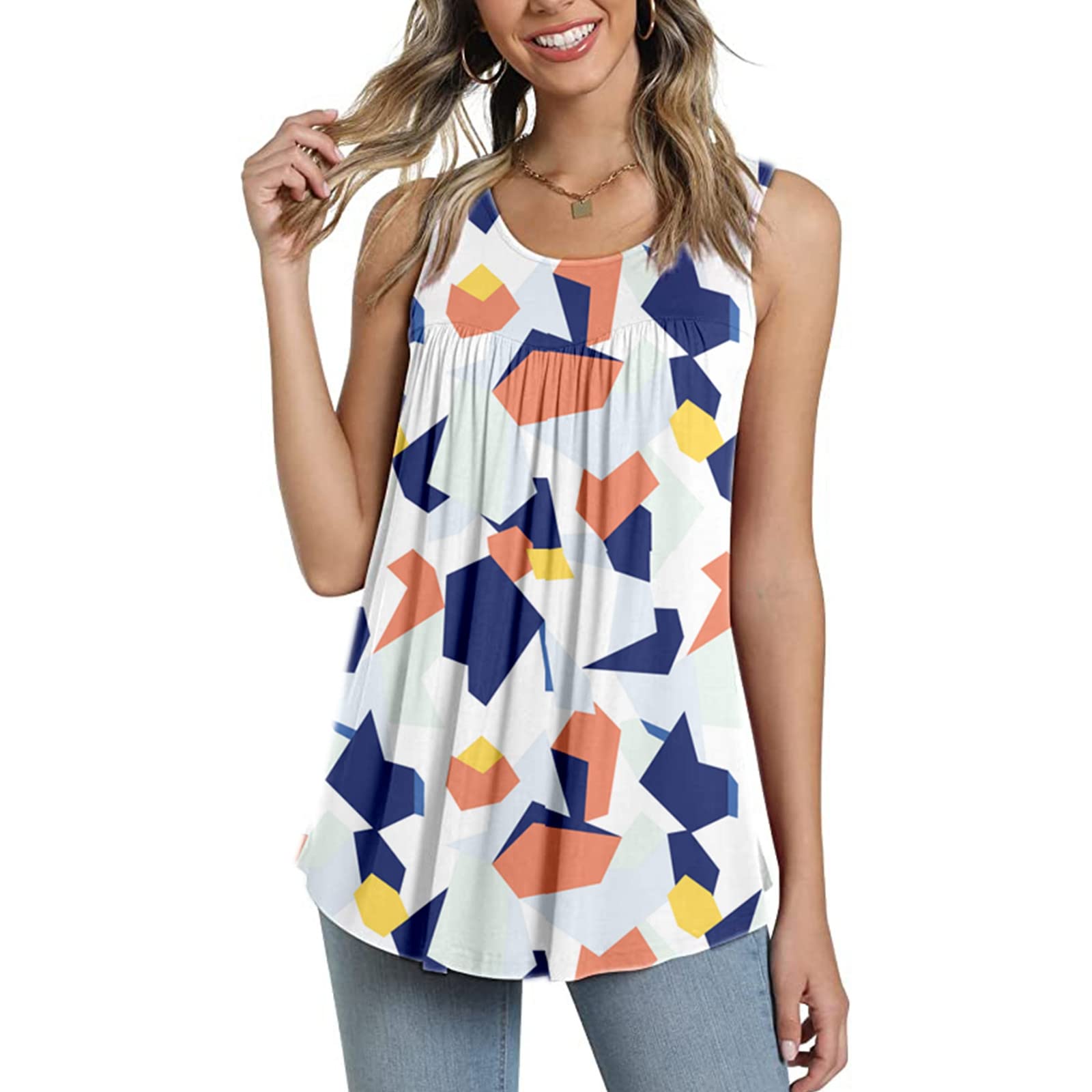 Women's Tank Tops Camisole Cami Top Casual Flowy Summer Sleeveless Tunic Tshirts Cami Vest Ruched Tops Hide Belly Tops