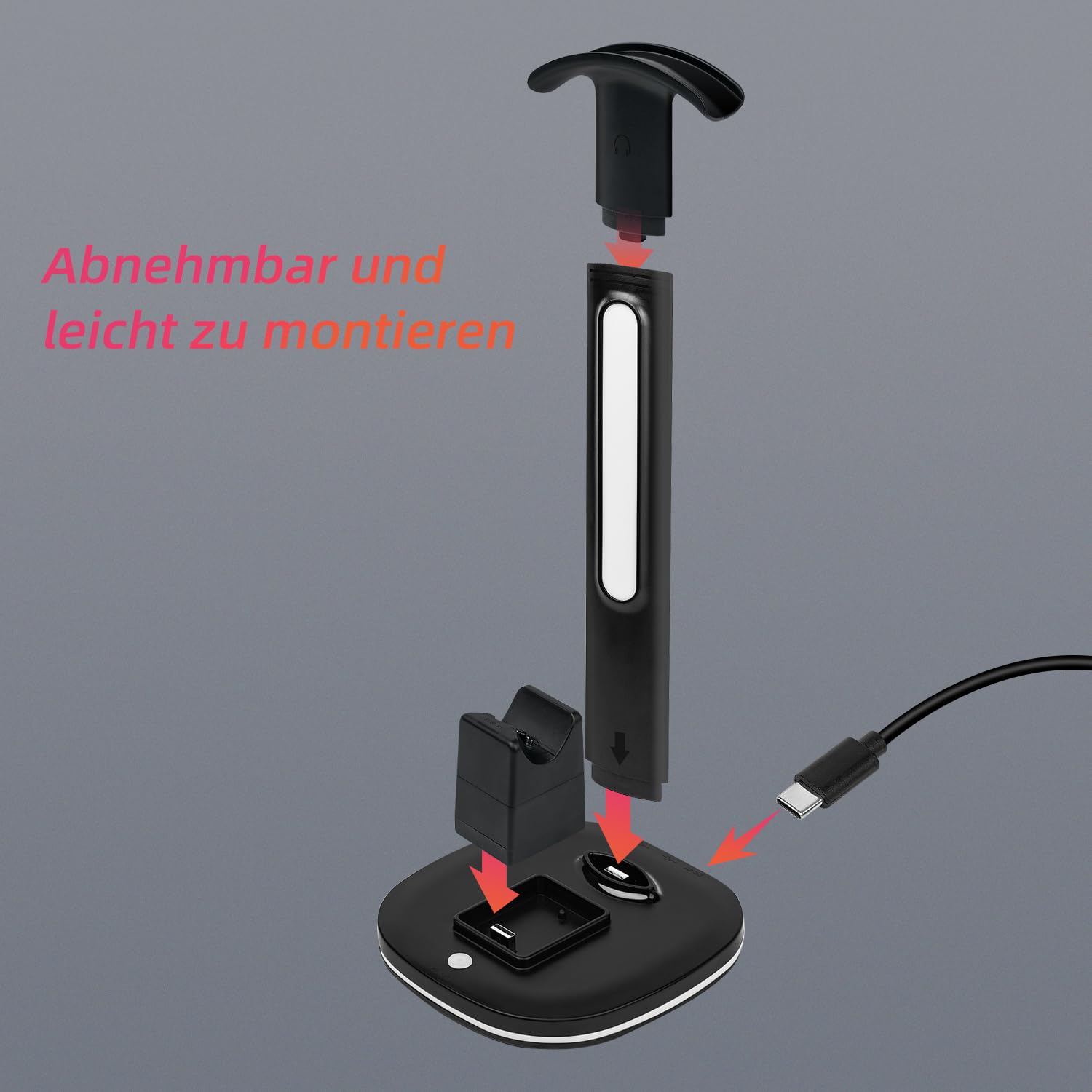 Mcbazel Ladestation, Ladegerät für PS5 DualSense Controller mit Headset Halter, RGB-Licht