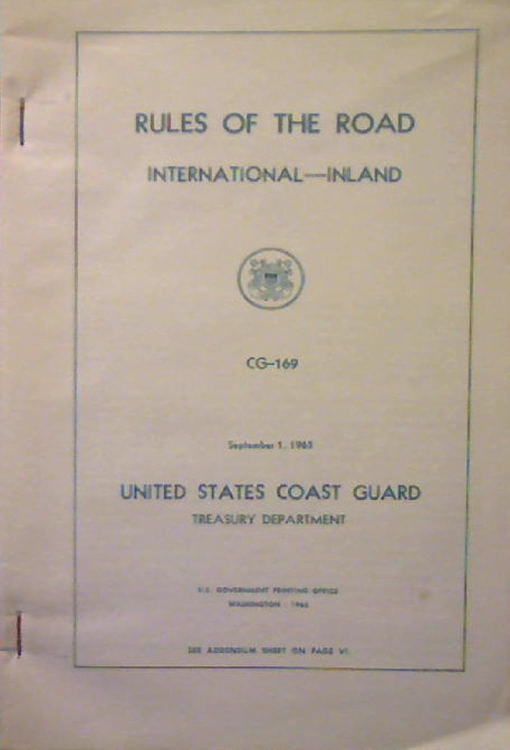 Rules of the Road International Inland United States Coast Guard ,Sept