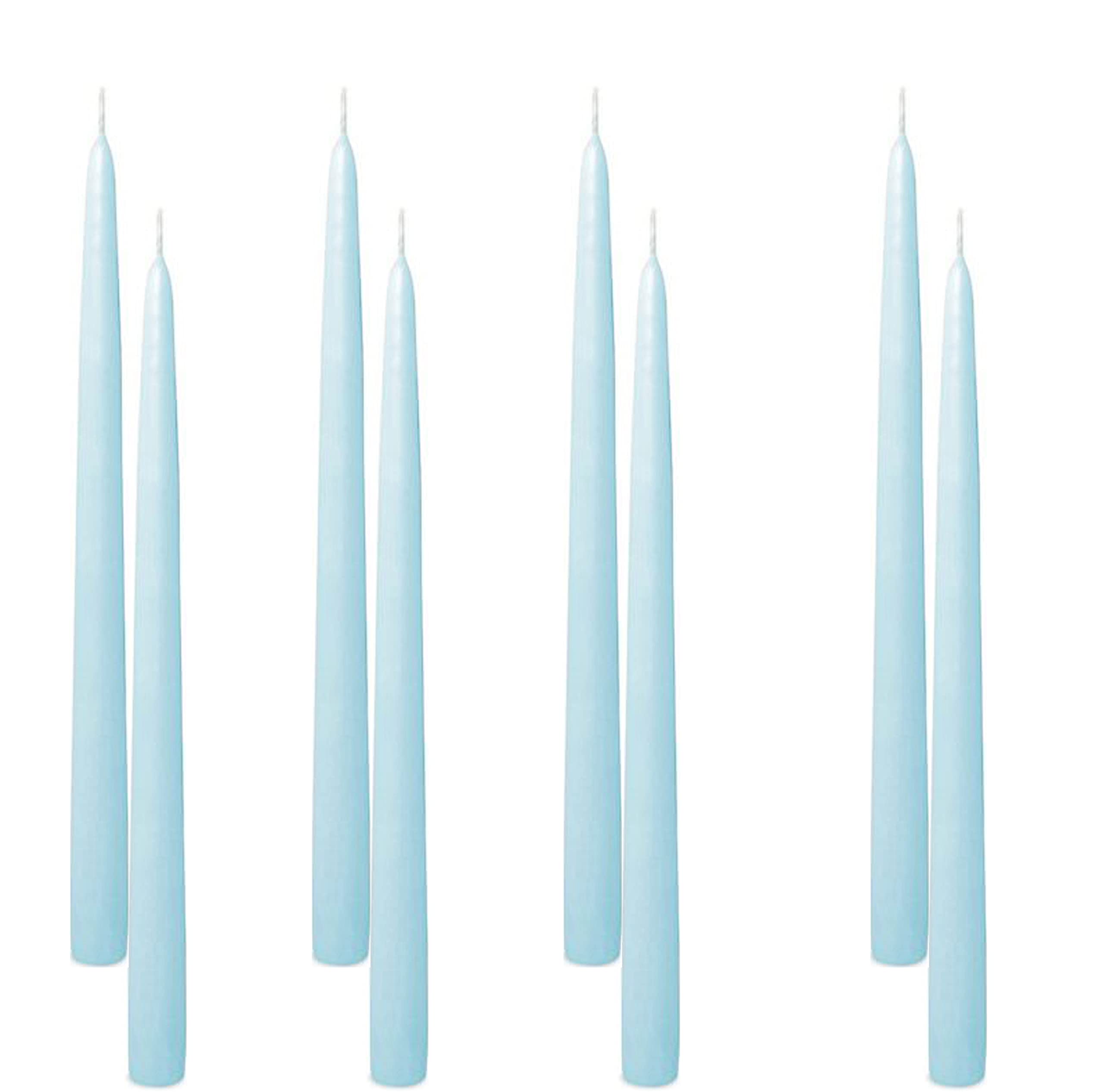 LUCES Paraffin Wax Sky Blue Tall Taper Stick Candles Pillar Smokeless Dripless Scented for Party Home Dinner Table Decor Set of 8 Burn Time 8 Hour