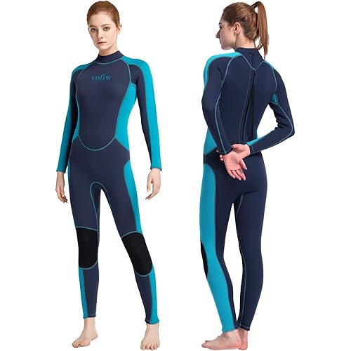 Vofiw Wetsuit for Mens Womens, 3MM Full Body Diving Suit Thermal Wet Suit Back Zipper for Adult Water Sports Snorkeling Surfing Swimming