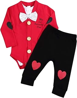 GRNSHTS Baby,Clothing,Baby Boys 0-24m,Outfits & Clothing Sets Baby Boys My First Valentine's Day Outfit Infant Boy Bow Tie Bodysuit Romper + Heart Pants Clothes 3Pcs Sets