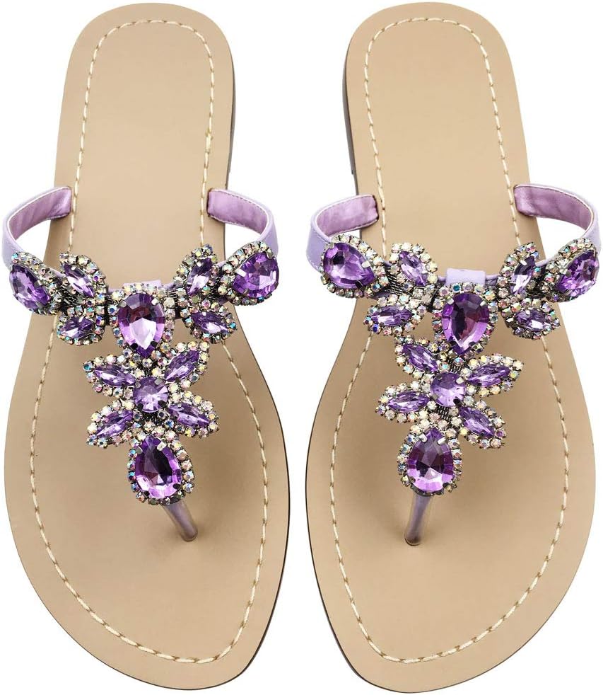Hinyyrin Available in 13 Colors,Rhinestone Sandals,Women's Flat Sandals,Flip Flop,Jeweled Sandals