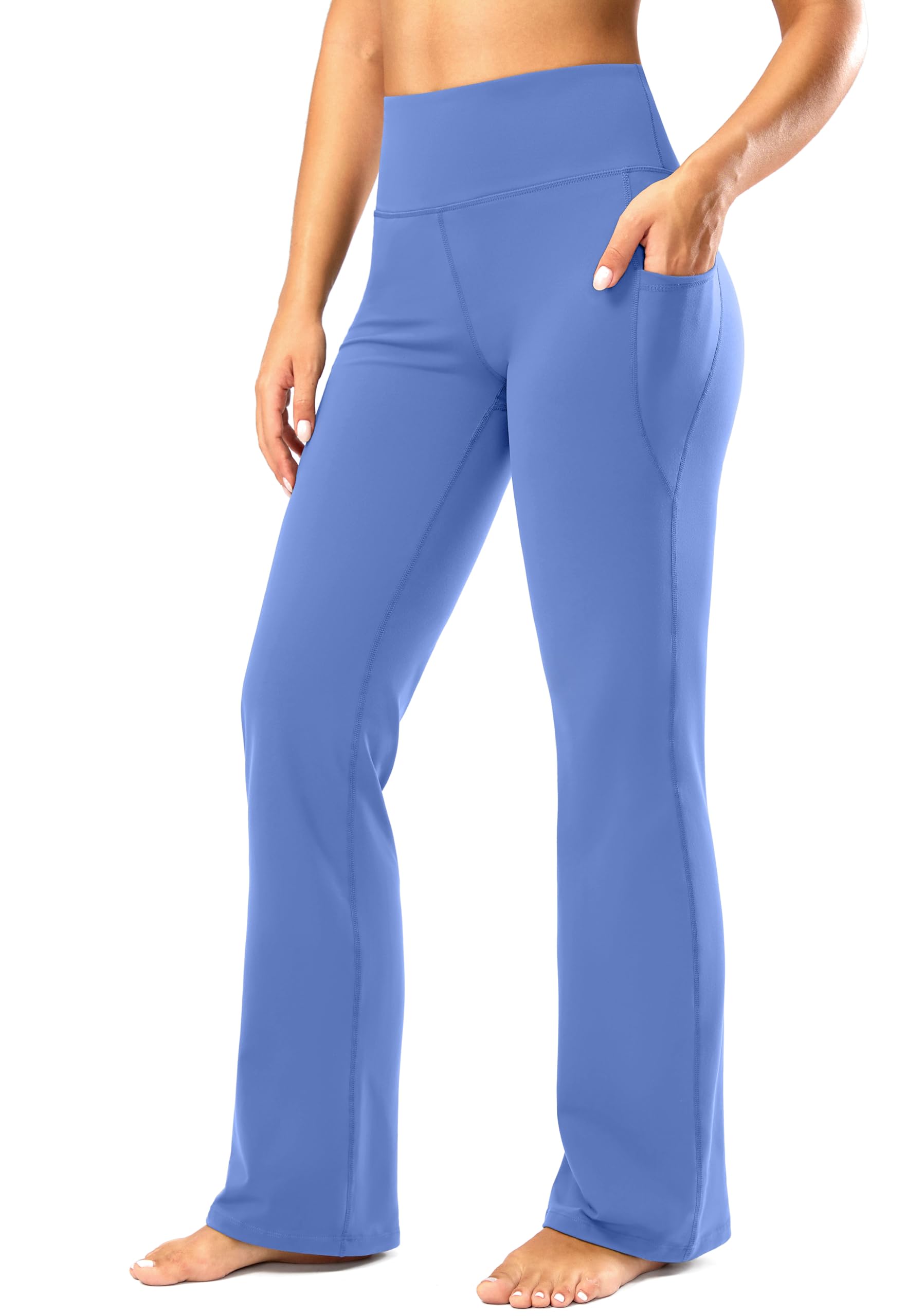 28"/30"/32"/34" Inseam Women's Bootcut Yoga Pants Long Bootleg High-Waisted Flare Pants with Pockets