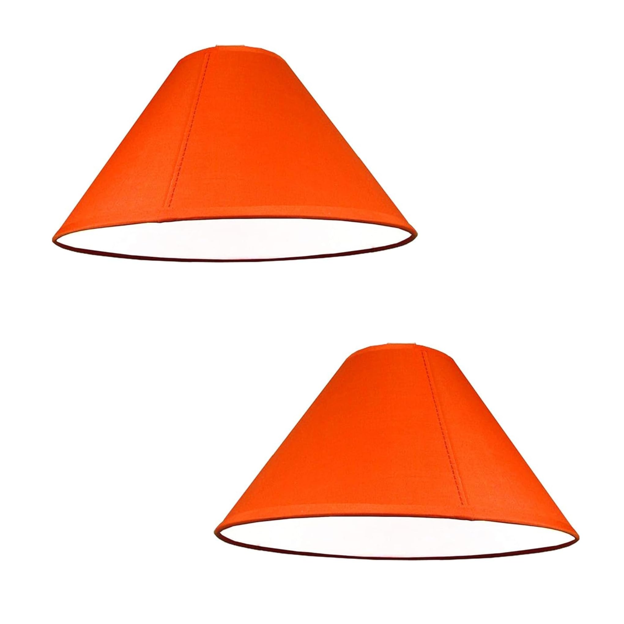Pack of 2 - Empire Cotton Coolie Lamp Shades for Table Lamps and Pendant Ceiling Lights - 35cm Dia (Navy) (2, Orange) โ image 1