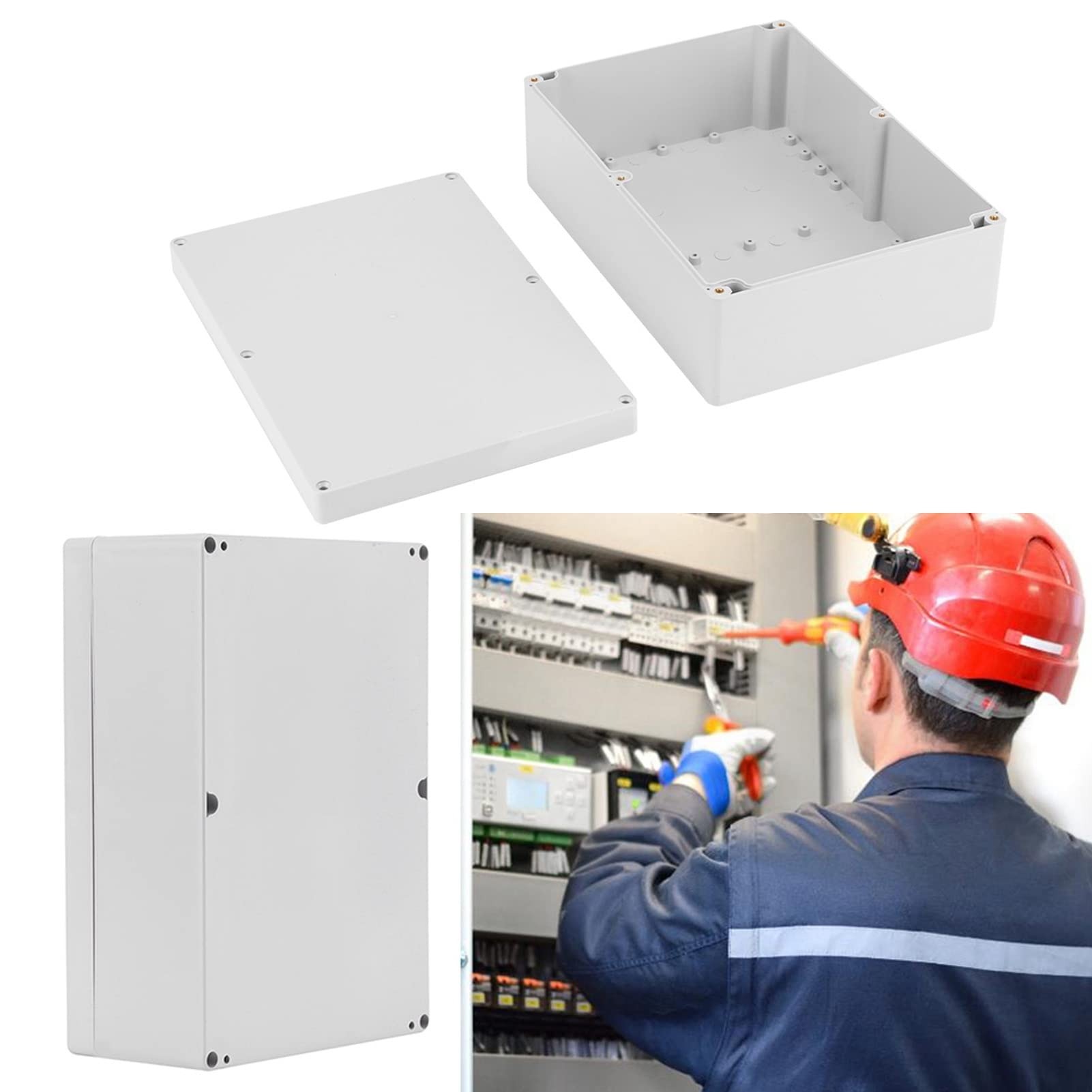 Caja de Conexiones Eléctricas IP65 26.3x18.5x9.5cm – Gabinete de Plástico Resistente al Agua y al Polvo, Caja de Proyecto para Instalaciones Eléctricas en Exteriores (Blanca)
