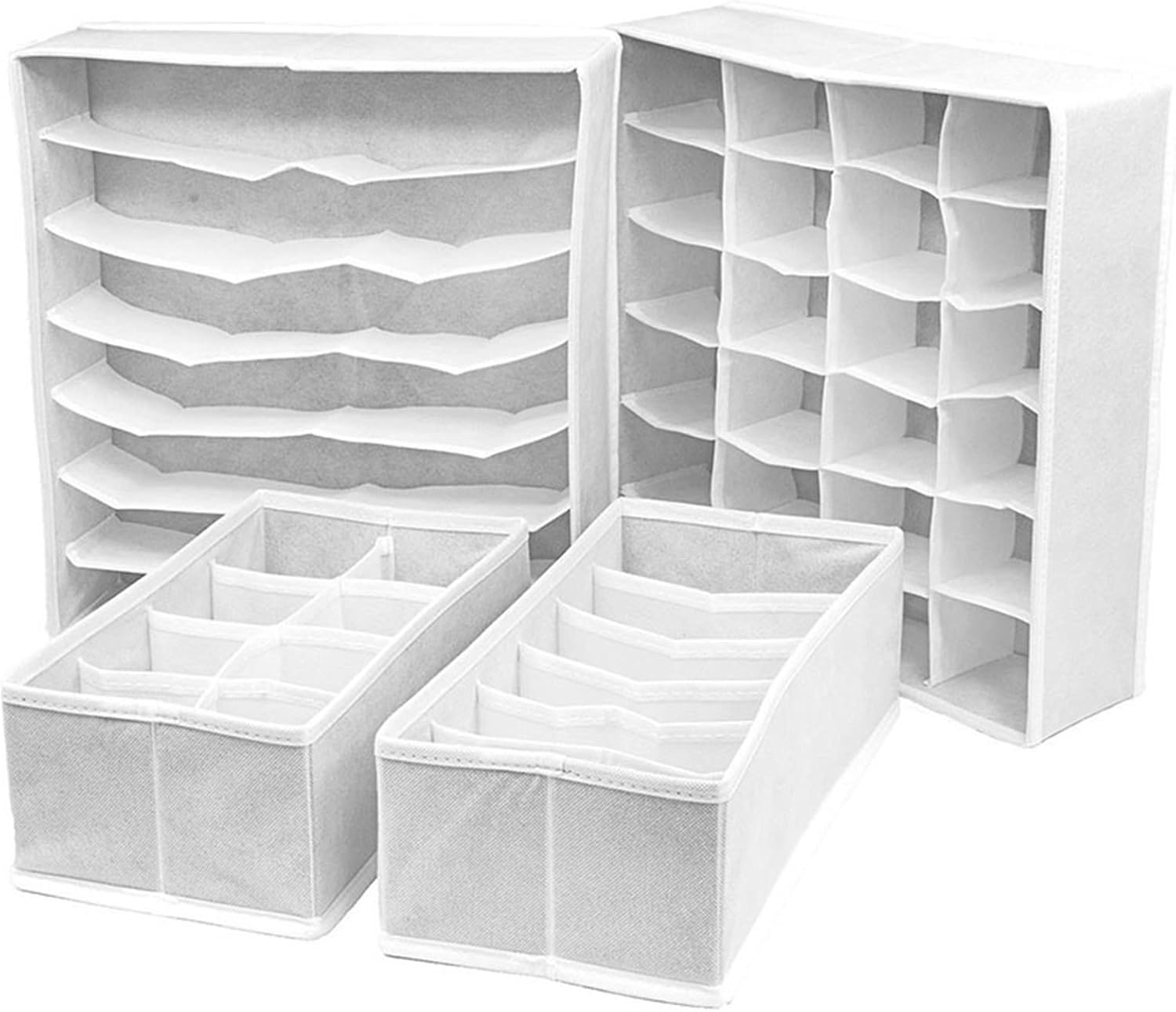 Closet Organizer Wardrobe Washable Foldable Visible Clothes Organizer Storage Boxes Drawer Separation Box Fabric for T-Shirt Jeans Socks Panty 6/7/8/24 Grids 4PCS