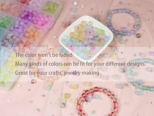Miniatura 3 de ZHFMLY ZH119 - Juego de 1000 cuentas de vidrio de 0.315 pulgadas (0.315 in), varios colores, hechas a mano, redondas, lisas, sueltas, cuentas