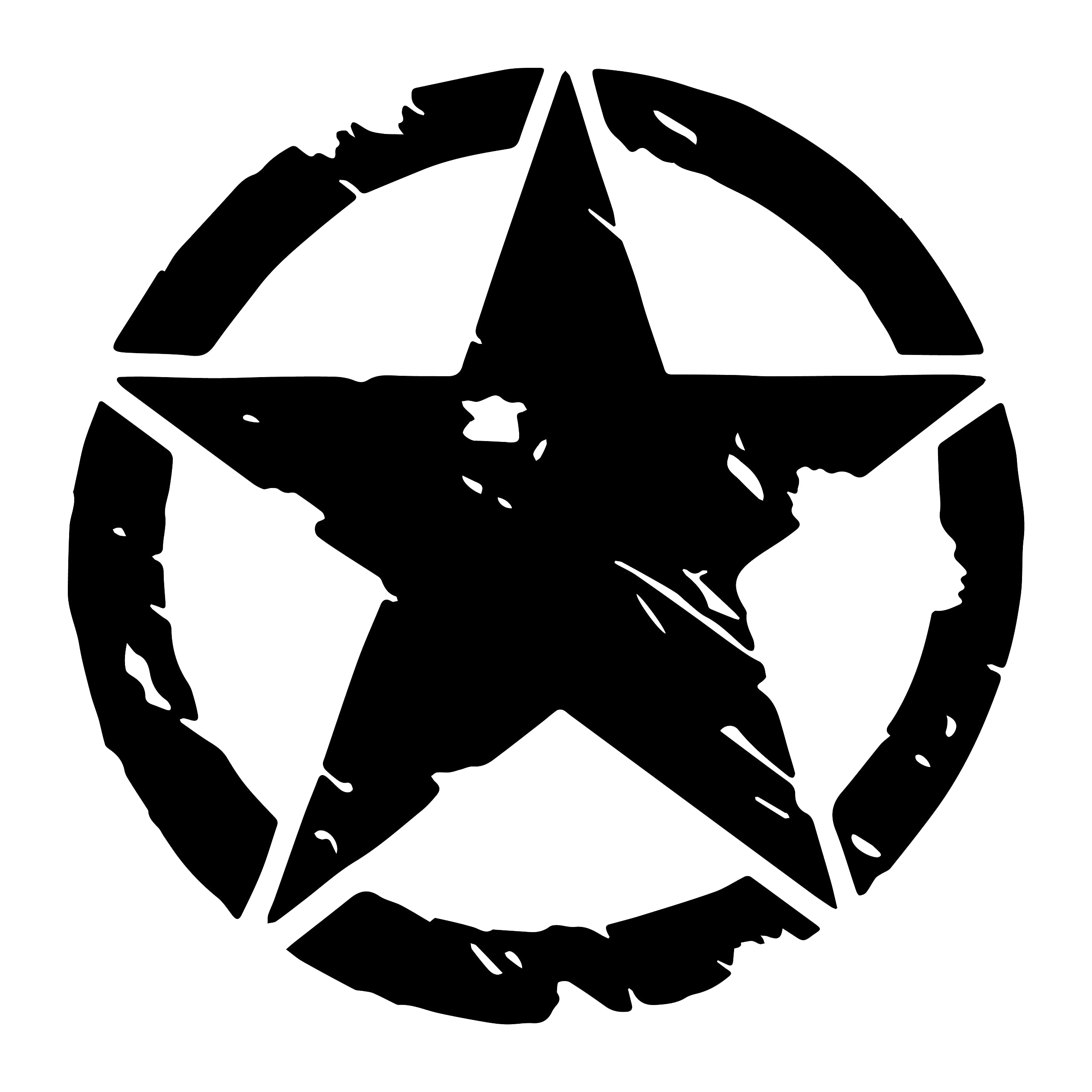 Custom Decals Stickers on Cars Army Star Distressed Decal for Jeep Sticker,30cm (Black)