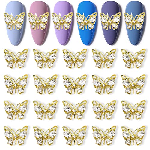 Wokoto 20Pcs 3D Alloy Butterfly Nail Charms For Nails Metal Butterfly Nail Gems Nail Rhinestones Shiny Crystal Nail Art Charms Nail Decoration Rhinestones For Nails Manicure Jewelry Accessories #TOP15