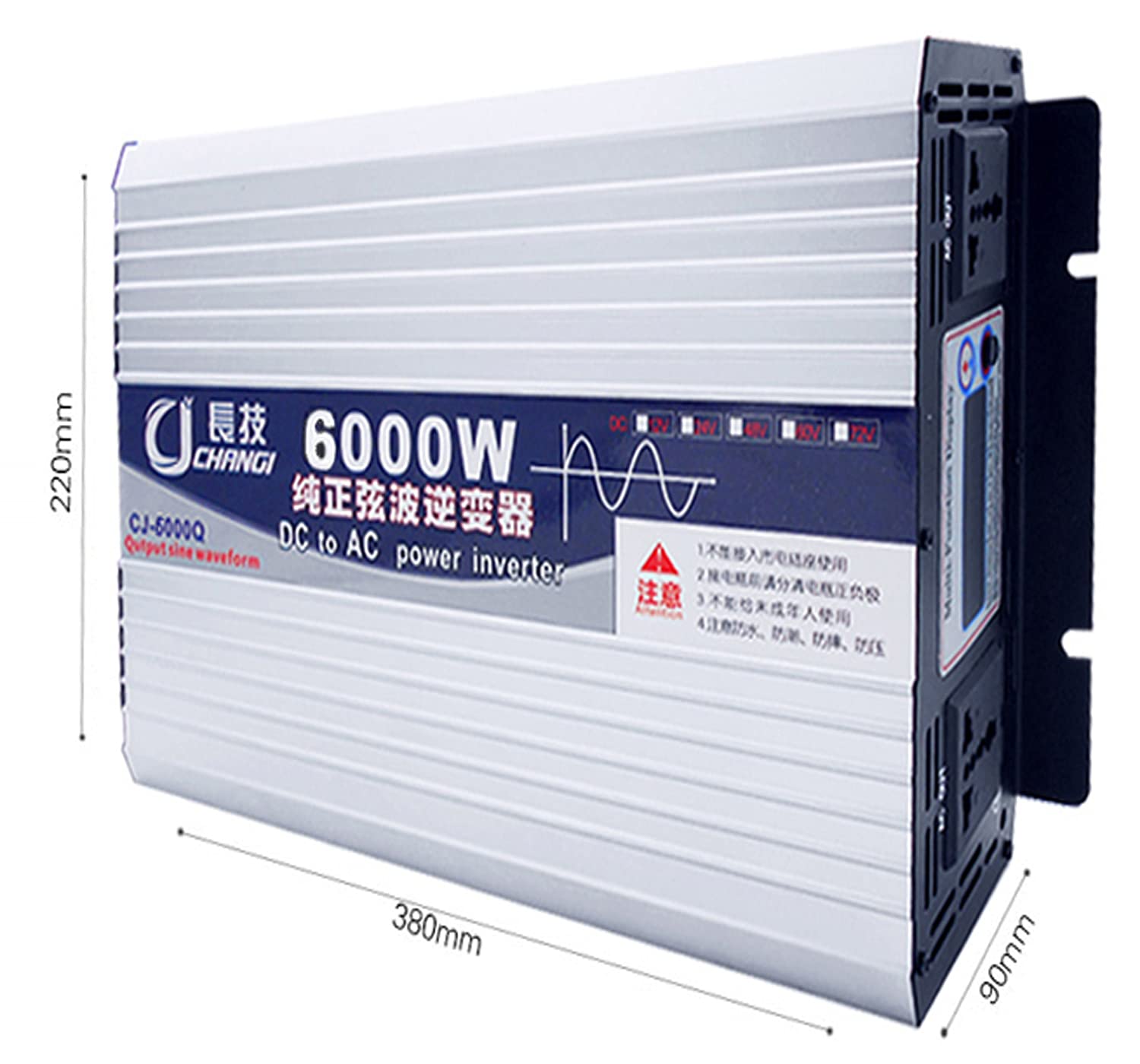 Części samochodowe moc szczytowa 6000 W 8000 W, falownik sinusoidalny, przetwornik DC 12 V 24 V 48 V 60 V 72 V AC 220 V 230 V Czysta fala sinusoidalna przetwornica napięcia, ładowarka samochodowa adapter (6000 W, 72 V)