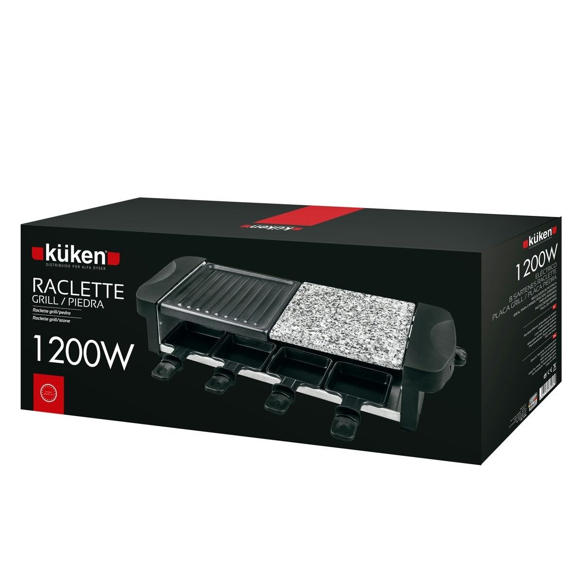 KUKEN Plancha Raclette Grill avec pierre 1200 W