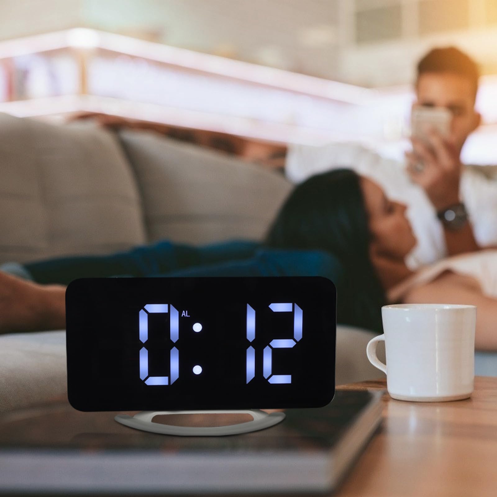 POPETPOP Despertador Digital y Espejo RGB, con Vibración Pantalla Grande