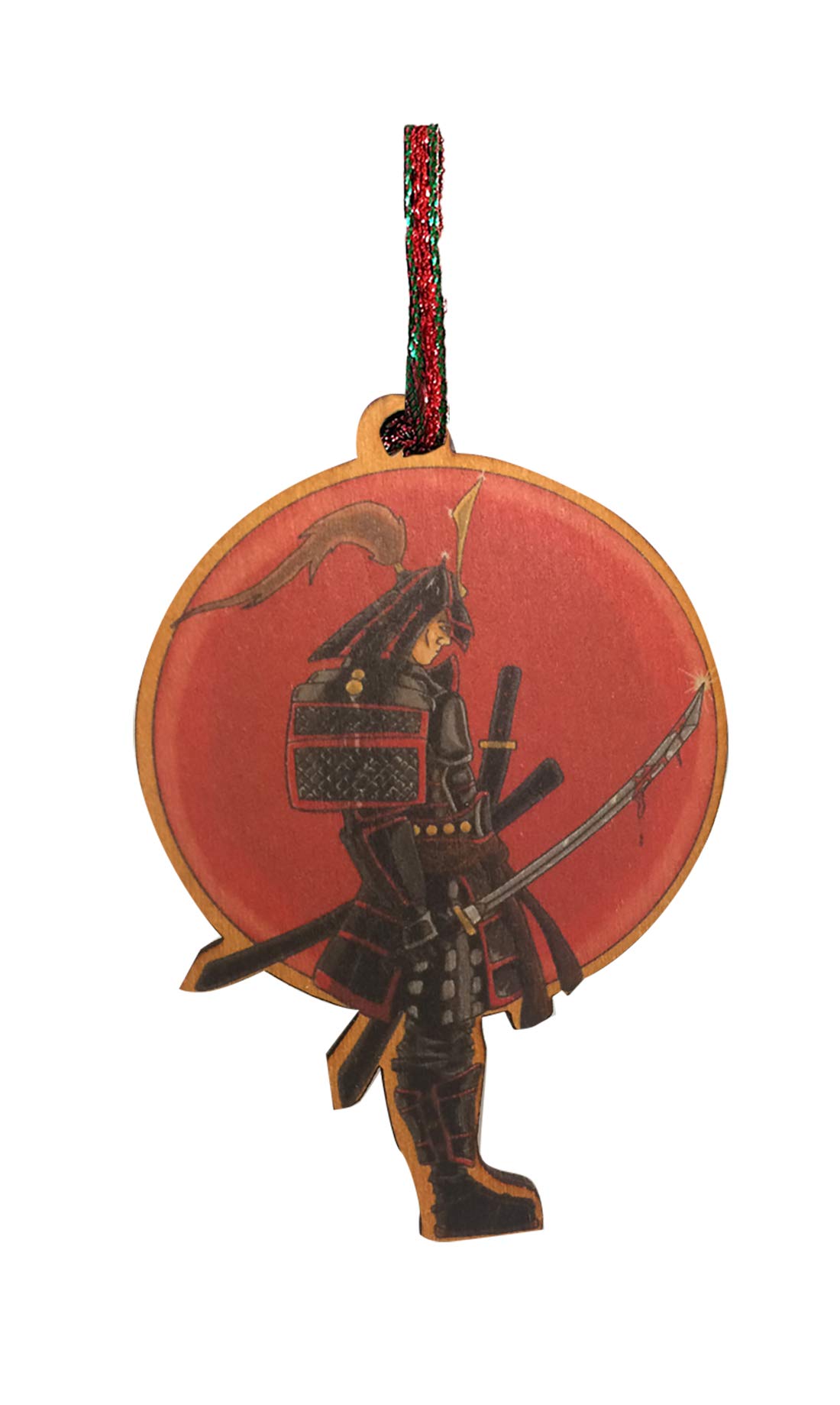 Hat SharkJapanese Warrior Samurai w/Bloody Sword Laser Engraved Printed Wooden Christmas Ornament Gift Seasonal Decoration