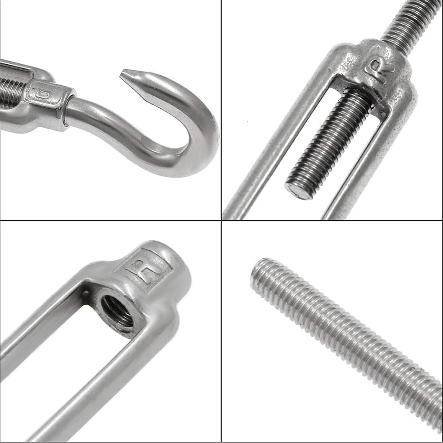 Eye & Eye Turnbuckle, Tendeur de câble métallique M6 en acier inoxydable 304, paquet 6, 15-21.4cm(M6 00)