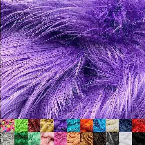 Ice Fabrics Faux Fur Fabric by The Yard - 60 Inches Wide Super Soft and Fluffy Shaggy Mohair Fur Fabric for Costumes, Apparel, Rugs, Pillows, Decorations and More - Lavender - 2 Yards
