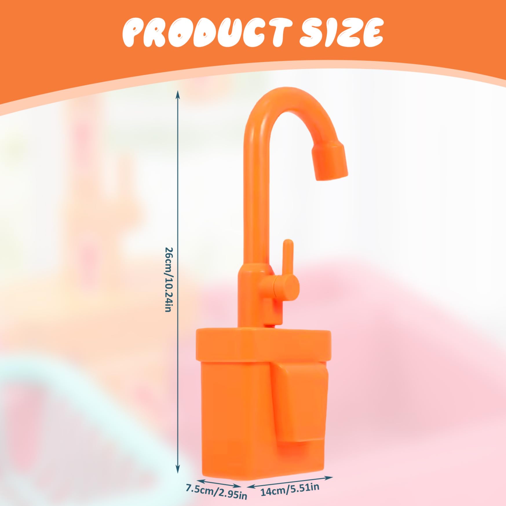 Toy Sink Faucet, 5.5x10.2x3 Plastic Replacement Kitchen Sink Toys Faucet, Playhouse Accessories for Boys Girls Toddlers — view 3