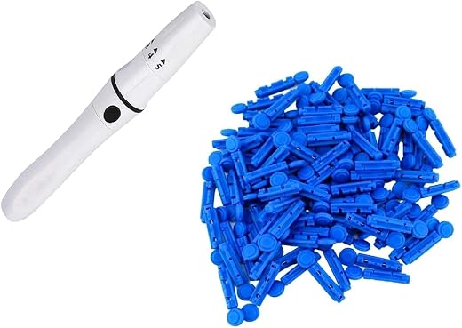 ADZECT Lancing Device Pen &amp; 100 Round Lancets (Compatible with all Bands of Glucometers)