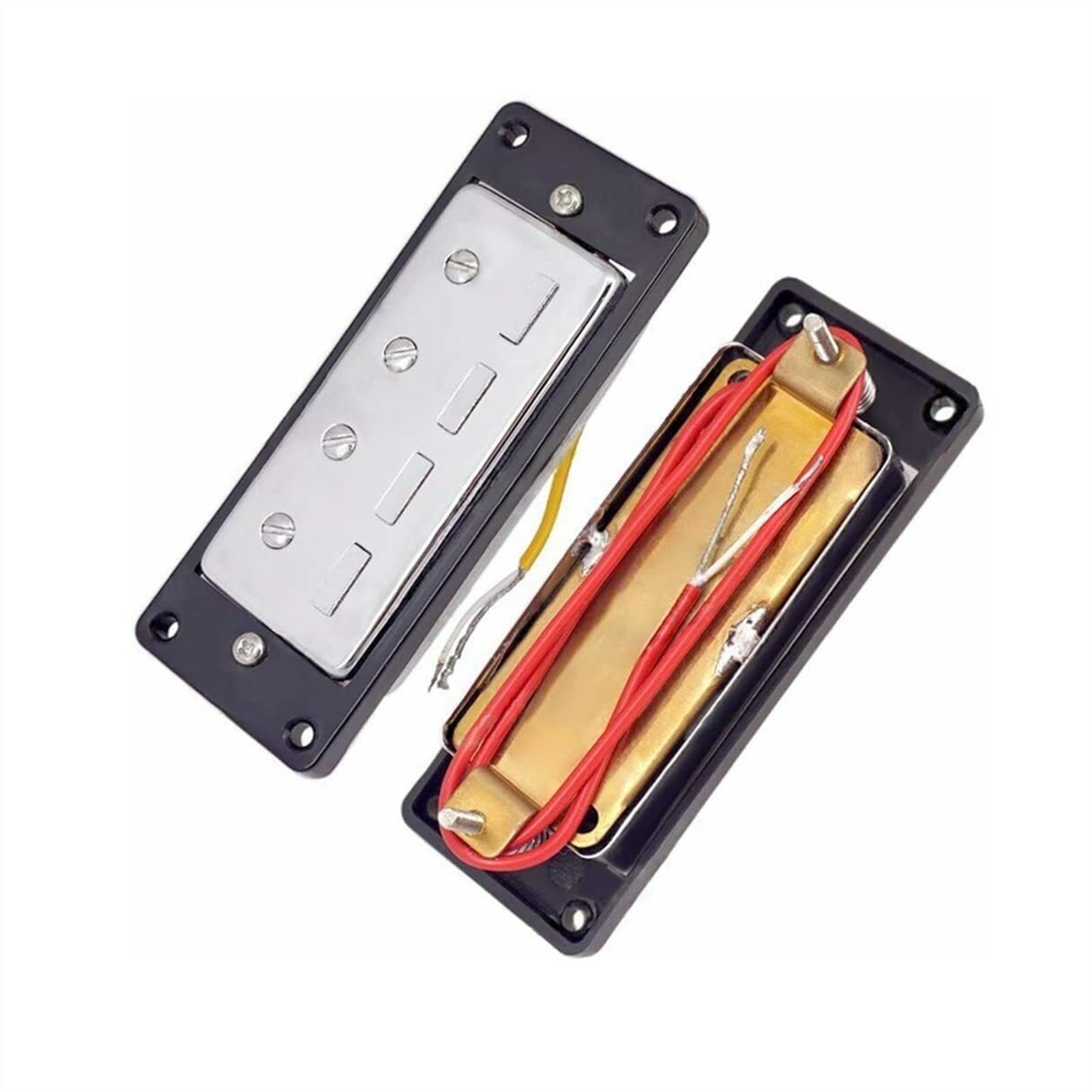 1 Set Guitar Pickups Mini 4 String Bass Guitar Humbucker Pickups Z Czarnym Pierścieniem Chrome Odbiór gitary elektrycznej
