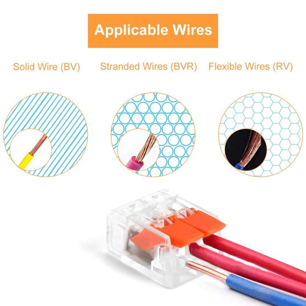 TYUMEN 75 PCS Lever Wire Connectors, Lever Home Compact Splicing Connector - 2 Port, 3 Port, 5 Ports Electric Cable Clamp Connector for AWG 22-12 Electrical Cables Solid Stranded Flexible Wires