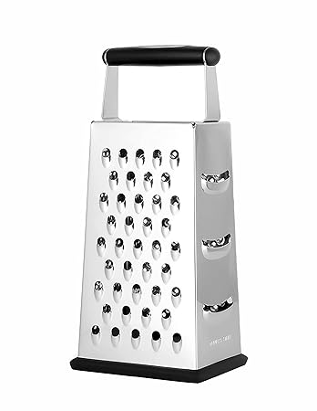 Tokyo 4 Side Stainless Steel Professional Multi Purpose Grater Vegetable Chopper Slicer Kitchen Cutter, Shredder for Cheese & Vegetables 9 inch